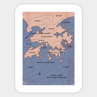 Hong Kong Vintage style weather map Sticker